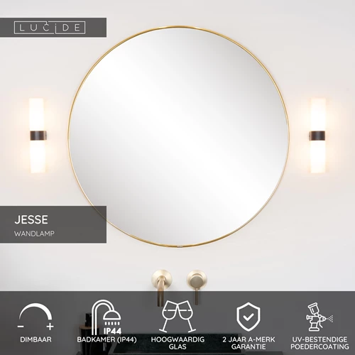 Lucide JESSE - Wandlamp Badkamer - 2xG9 - IP44 - Zwart - USP